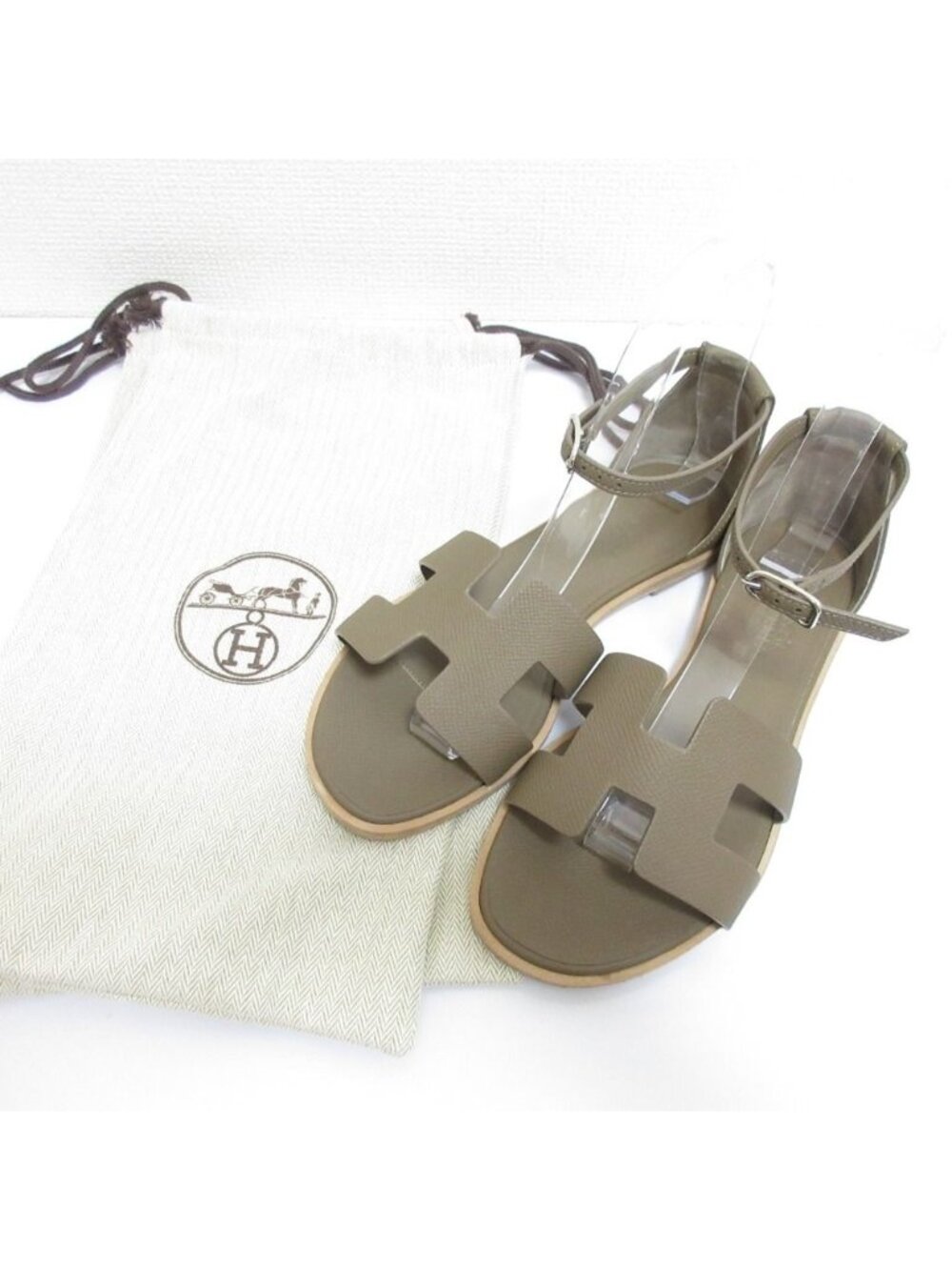 Hermes Santorini Strap Sandals Etoupe